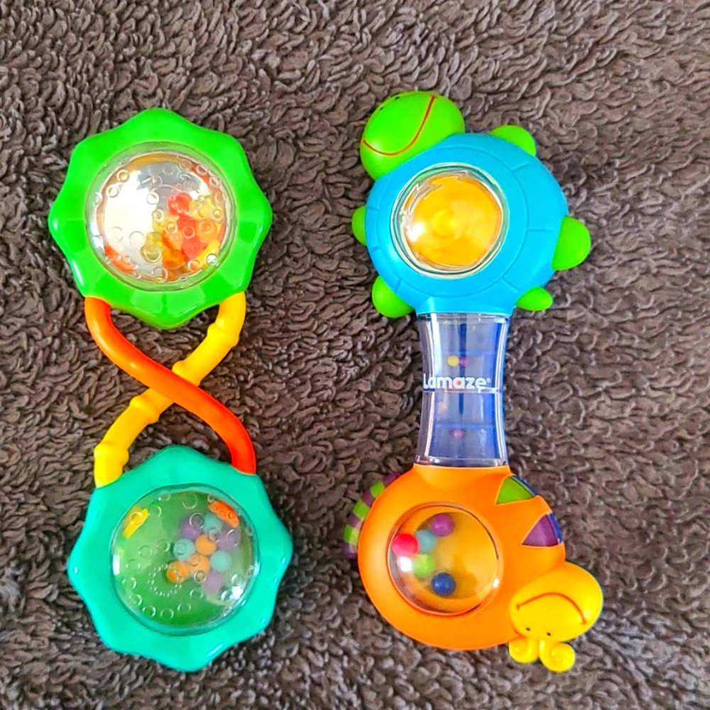Two Colorful Baby Rattles